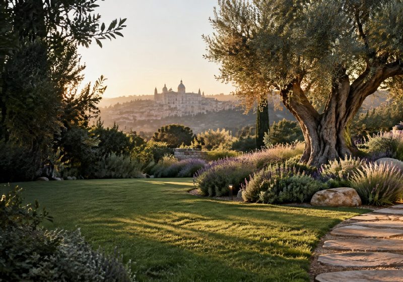 Jardín mediterráneo diseñado y mantenido profesionalmente
